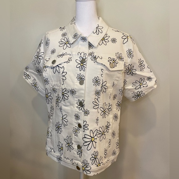 DG2 By Diane Gilman short sleeve denim jacket NWT Size L - Picture 2 of 11